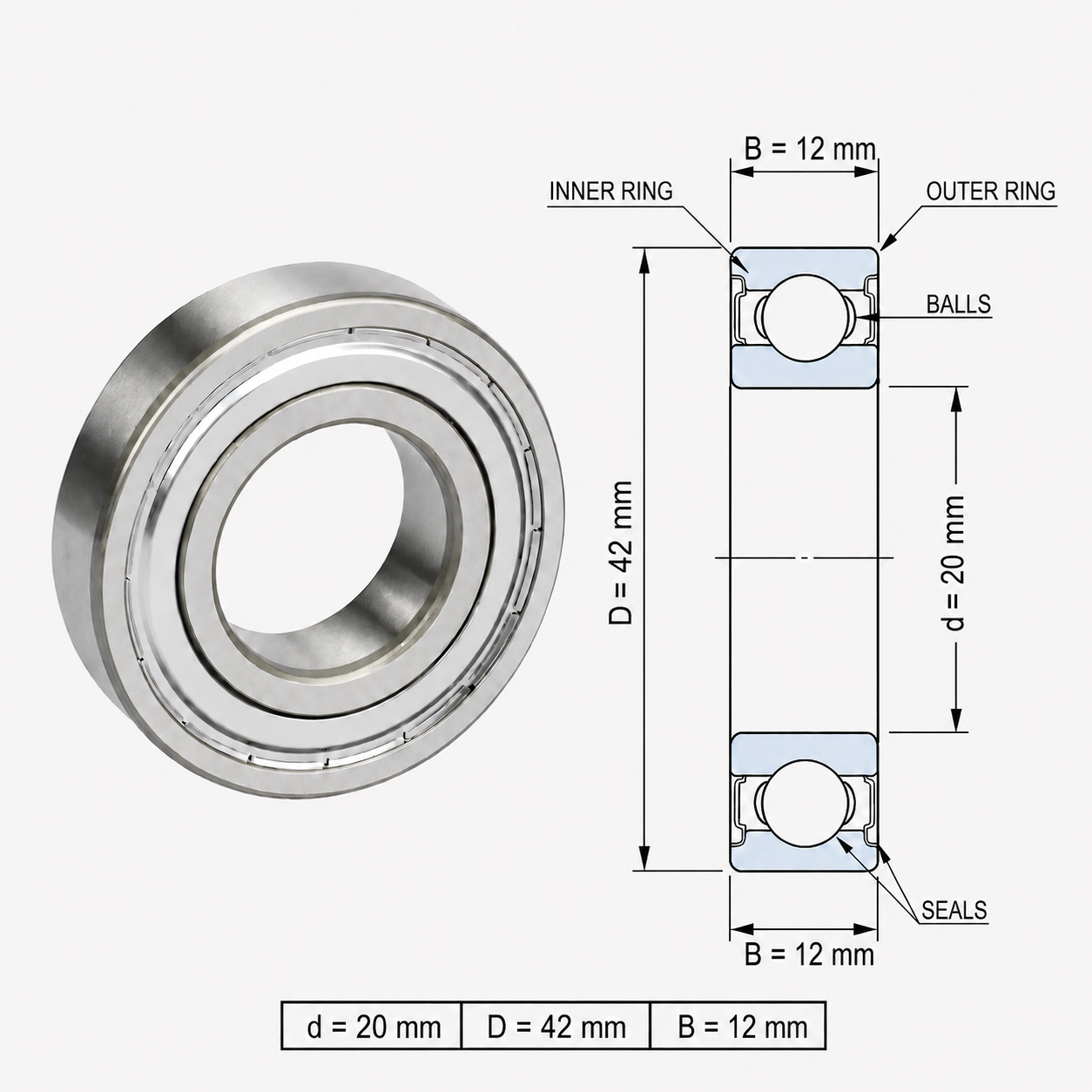 ROLAMENTO 6004 ZZ GBR - Imagem 2