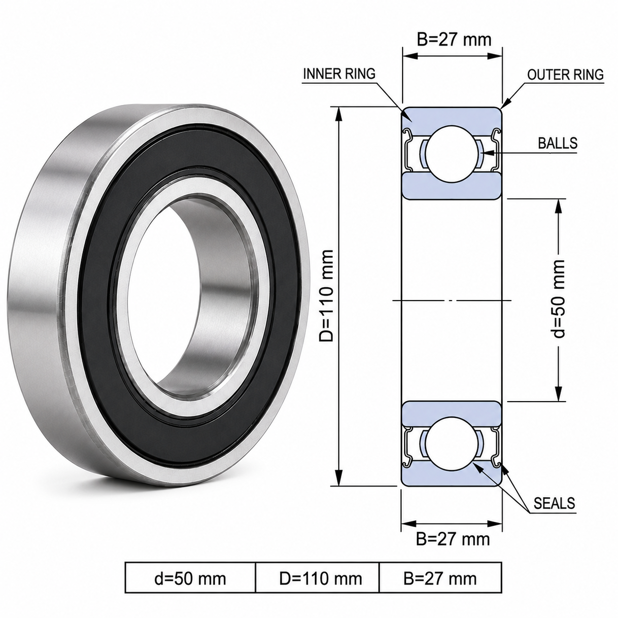 ROLAMENTO 6310 2RS GBR - Imagem 2