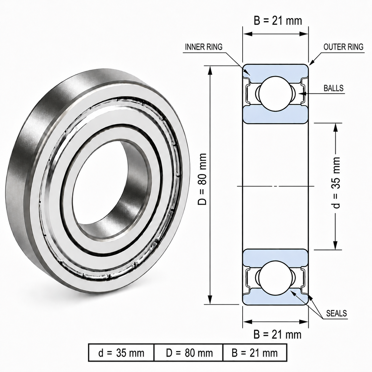 ROLAMENTO 6307 2Z SKF - Imagem 2